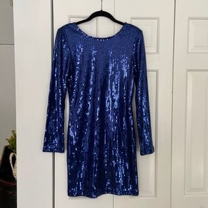 Blue sequin party dress